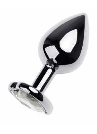 Серебристая анальная пробка с прозрачным кристаллом-сердцем - 8 см. - ToyFa - купить с доставкой в Благовещенске