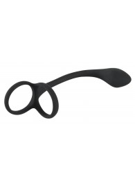 Эрекционное кольцо с утяжкой на мошонку и анальным плаг Black Velvets - Orion - в Благовещенске купить с доставкой