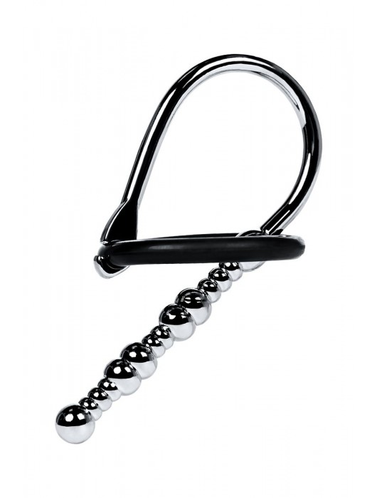 Серебристый уретральный плаг-бусины TOYFA Metal с мягким фиксириющим кольцом - ToyFa - купить с доставкой в Благовещенске