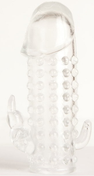 Гелевая прозрачная насадка с 2 отростками - 13 см. - Toyfa Basic - в Благовещенске купить с доставкой