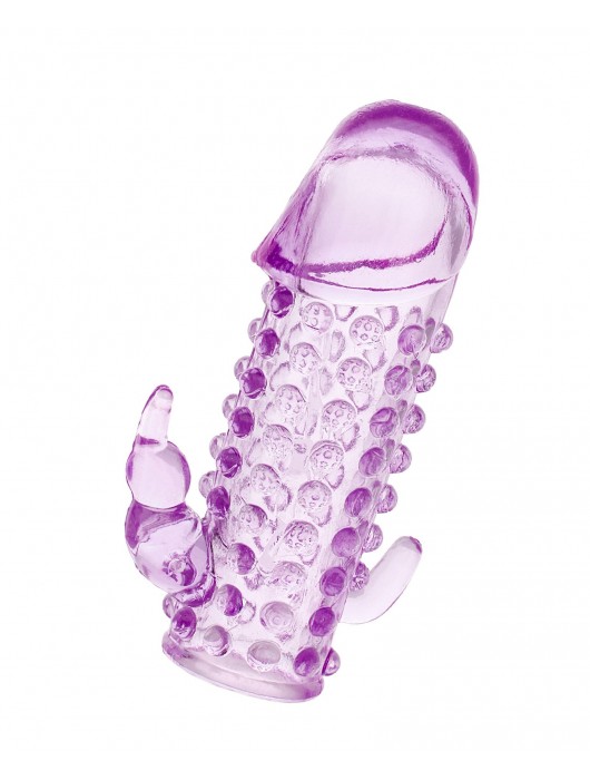 Закрытая фиолетовая насадка с 2 отростками - 13 см. - Toyfa Basic - в Благовещенске купить с доставкой