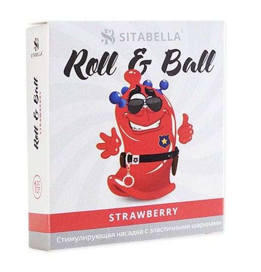 Стимулирующий презерватив-насадка Roll   Ball Strawberry - Sitabella - купить с доставкой в Благовещенске