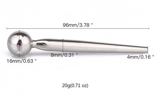 Гладкий металлический уретральный плаг с шариком - 9,6 см. - Notabu - купить с доставкой в Благовещенске