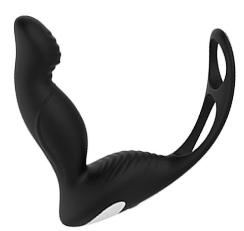 Черный вибромассажер простаты P-PLEASER W ERECTION ENHANCE - Dream Toys - в Благовещенске купить с доставкой