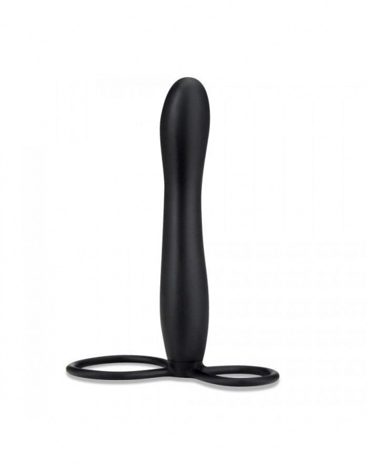 Черная насадка на пенис для двойной стимуляции Mojo BlackJack - 15 см. - Seven Creations - в Благовещенске купить с доставкой