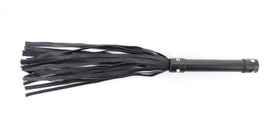 Черная плеть из натуральной кожи с проклепанной ручкой - 44 см. - БДСМ Арсенал - купить с доставкой в Благовещенске