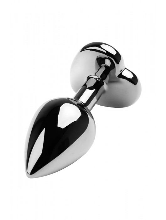 Серебристая коническая анальная пробка с красным кристаллом-сердечком - 7 см. - ToyFa - купить с доставкой в Благовещенске