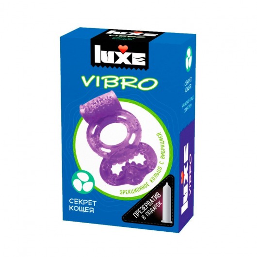 Фиолетовое эрекционное виброкольцо Luxe VIBRO  Секрет Кощея  + презерватив - Luxe - в Благовещенске купить с доставкой