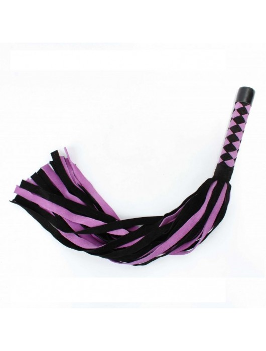 Черно-розовая плеть из замши - 58 см. - БДСМ Арсенал - купить с доставкой в Благовещенске