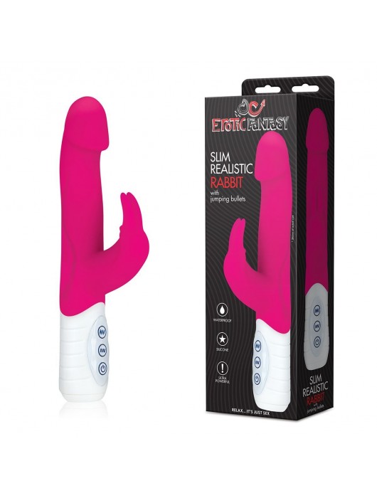 Розовый вибратор с крупной головкой JUMPING BULLETS - 21 см. - Erotic Fantasy