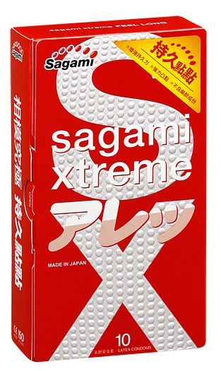 Утолщенные презервативы Sagami Xtreme Feel Long с точками - 10 шт. - Sagami - купить с доставкой в Благовещенске