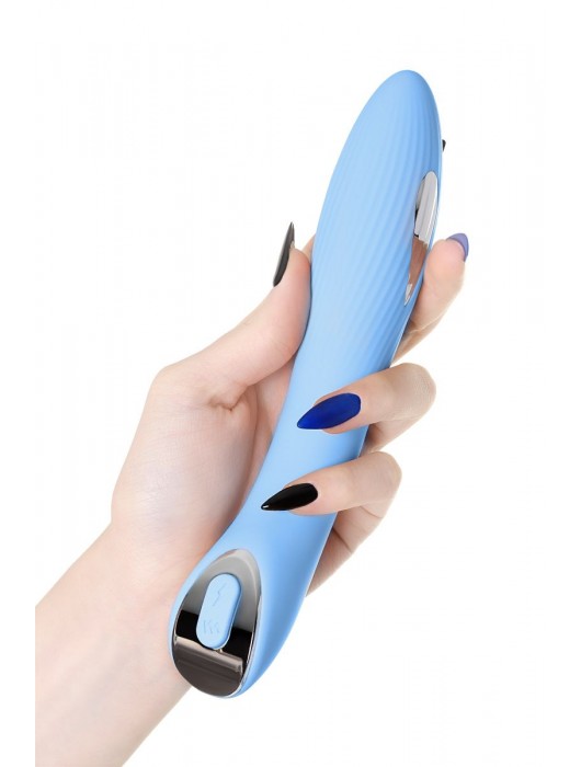 Голубой силиконовый вибратор с электростимуляцией TESLA G-POINT - 21 см. - ToyFa - купить с доставкой в Благовещенске