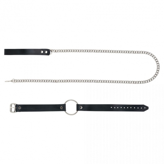 Черный поводок и чокер с кольцом Rada - Rebelts - купить с доставкой в Благовещенске