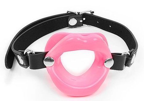 Розовый кляп-губки на черном ремешке - Notabu - купить с доставкой в Благовещенске