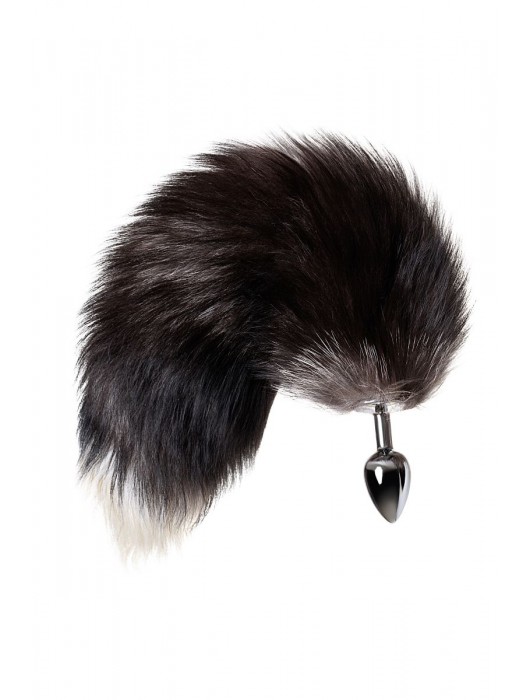 Серебристая металлическая анальная втулка с хвостом чернобурой лисы - размер S - ToyFa - купить с доставкой в Благовещенске