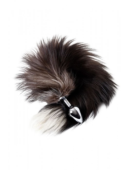 Серебристая металлическая анальная втулка с хвостом чернобурой лисы - размер S - ToyFa - купить с доставкой в Благовещенске