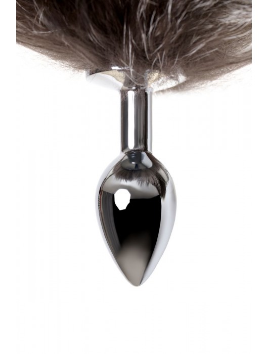Серебристая металлическая анальная втулка с хвостом чернобурой лисы - размер S - ToyFa - купить с доставкой в Благовещенске