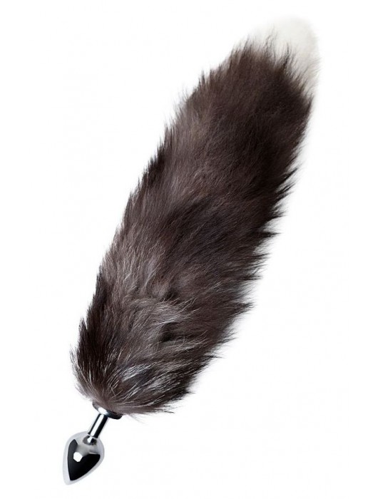 Серебристая металлическая анальная втулка с хвостом чернобурой лисы - размер S - ToyFa - купить с доставкой в Благовещенске