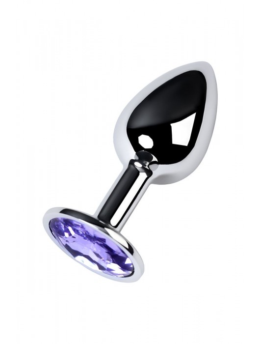 Серебристая конусовидная анальная пробка с фиолетовым кристаллом - 7 см. - ToyFa - купить с доставкой в Благовещенске