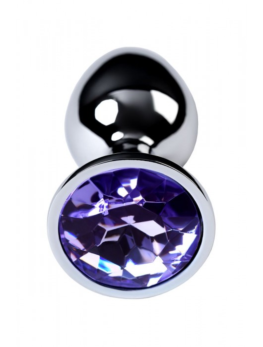 Серебристая конусовидная анальная пробка с фиолетовым кристаллом - 7 см. - ToyFa - купить с доставкой в Благовещенске