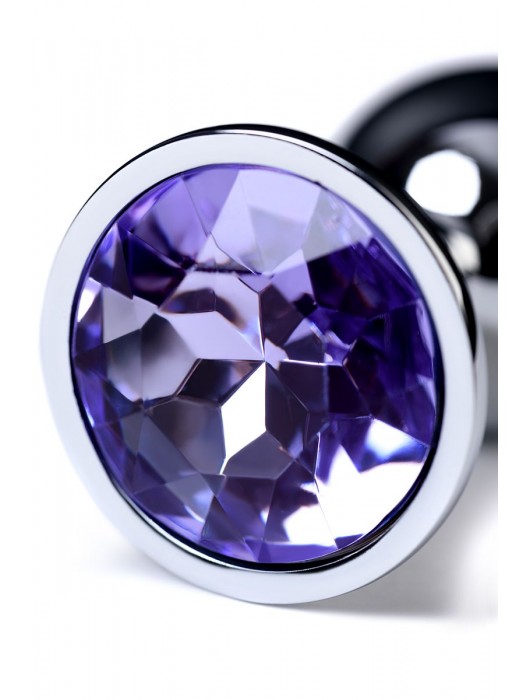Серебристая конусовидная анальная пробка с фиолетовым кристаллом - 7 см. - ToyFa - купить с доставкой в Благовещенске