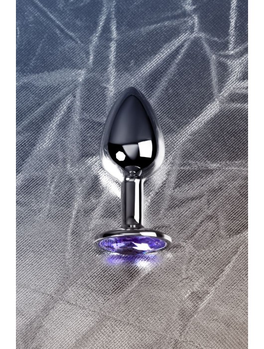 Серебристая конусовидная анальная пробка с фиолетовым кристаллом - 7 см. - ToyFa - купить с доставкой в Благовещенске
