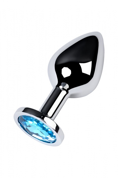 Серебристая конусовидная анальная пробка с голубым кристаллом - 8 см. - ToyFa - купить с доставкой в Благовещенске