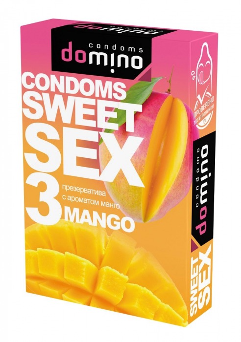 Презервативы для орального секса DOMINO Sweet Sex с ароматом манго - 3 шт. - Domino - купить с доставкой в Благовещенске