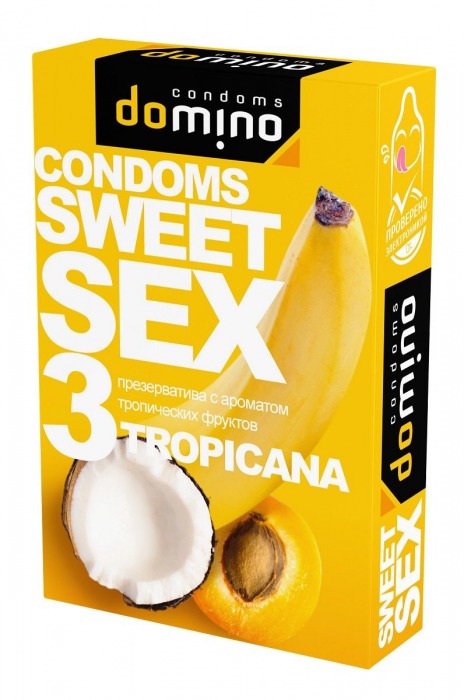 Презервативы для орального секса DOMINO Sweet Sex с ароматом тропических фруктов - 3 шт. - Domino - купить с доставкой в Благовещенске