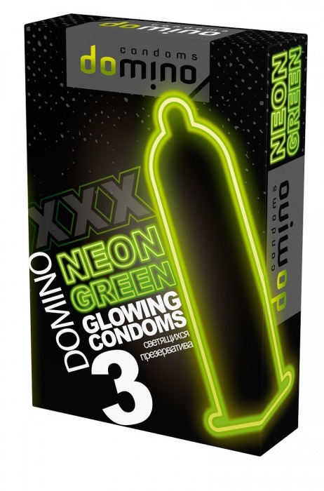 Презервативы DOMINO Neon Green со светящимся в темноте кончиком - 3 шт. - Domino - купить с доставкой в Благовещенске