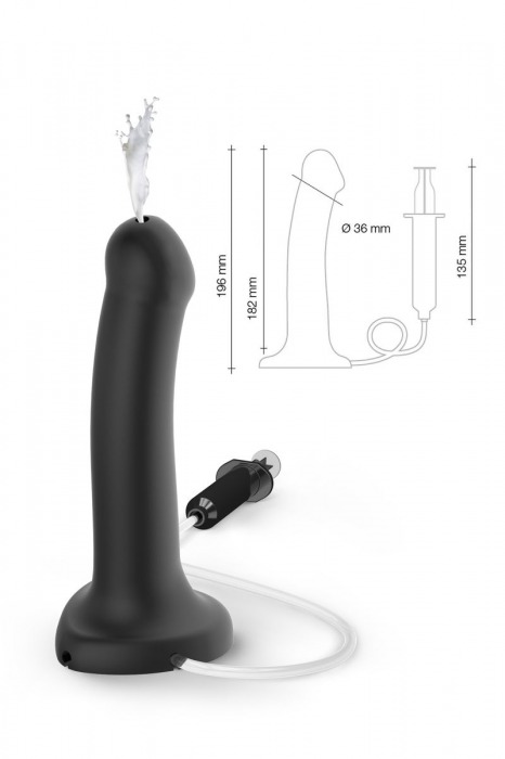 Черный фаллос с имитацией эякуляции Silicon Cum Dildo L - 19,6 см. - Strap-on-me - купить с доставкой в Благовещенске
