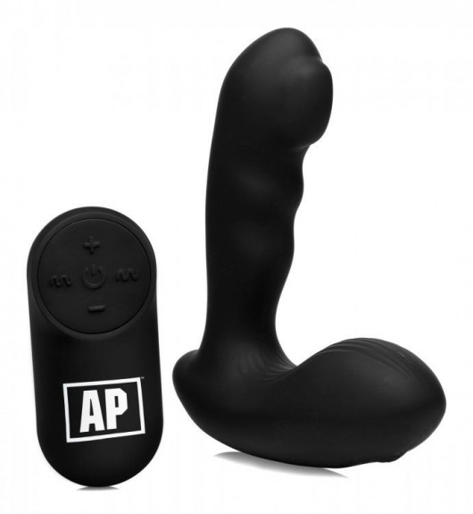 Черный стимулятор простаты Alpha-Pro 7X P-Milker Silicone Prostate Stimulator with Milking Bead - XR Brands - в Благовещенске купить с доставкой