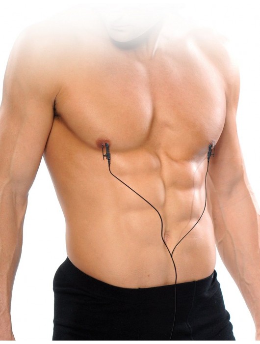 Черные электрические зажимы для сосков Shock Therapy Nipple Clamps - Pipedream - купить с доставкой в Благовещенске