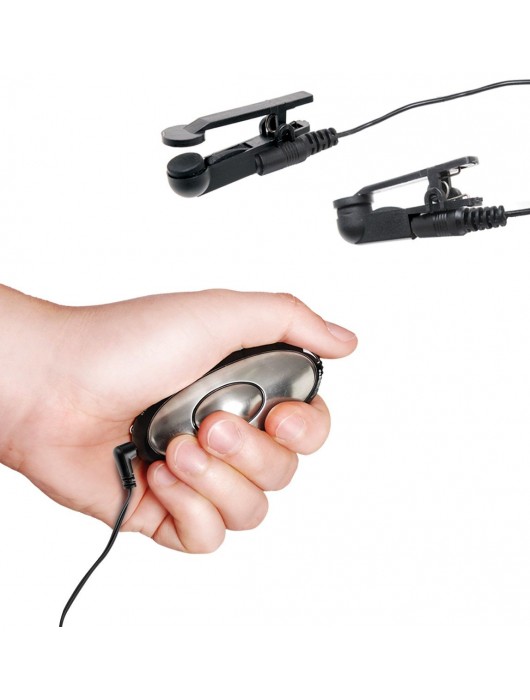 Черные электрические зажимы для сосков Shock Therapy Nipple Clamps - Pipedream - купить с доставкой в Благовещенске