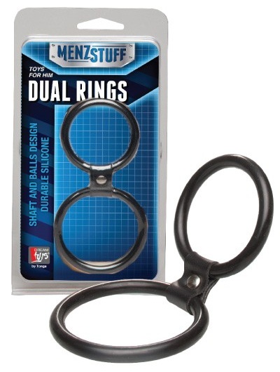 Чёрное двойное эрекционное кольцо Dual Rings Black - Dream Toys - в Благовещенске купить с доставкой