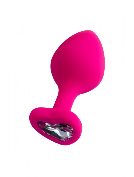 Розовая анальная втулка Diamond Heart с прозрачным кристаллом - 8 см. - ToyFa - купить с доставкой в Благовещенске