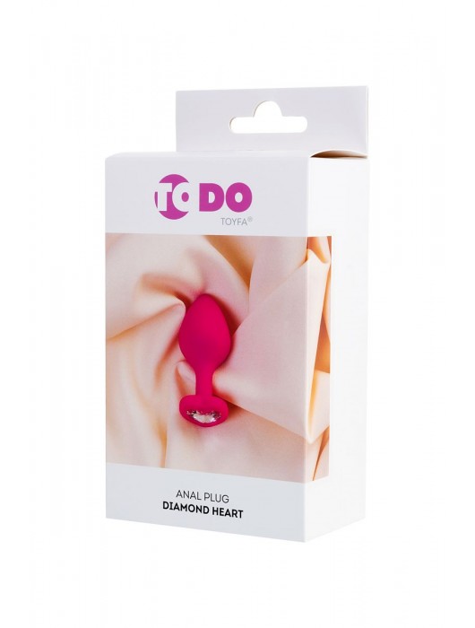 Розовая анальная втулка Diamond Heart с прозрачным кристаллом - 8 см. - ToyFa - купить с доставкой в Благовещенске