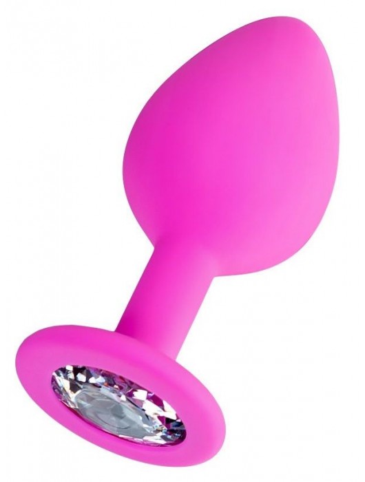Розовая анальная втулка Brilliant с прозрачным кристаллом - 7 см. - ToyFa - купить с доставкой в Благовещенске