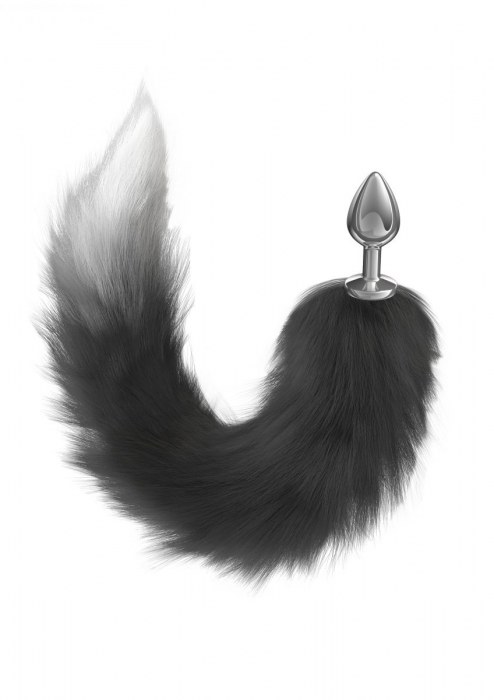 Серебристая анальная пробка с черным хвостом Galaxy - Lola Games - купить с доставкой в Благовещенске