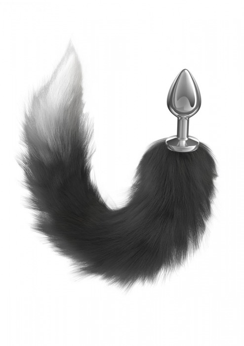 Серебристая анальная пробка с черным хвостом Starlit - Lola Games - купить с доставкой в Благовещенске
