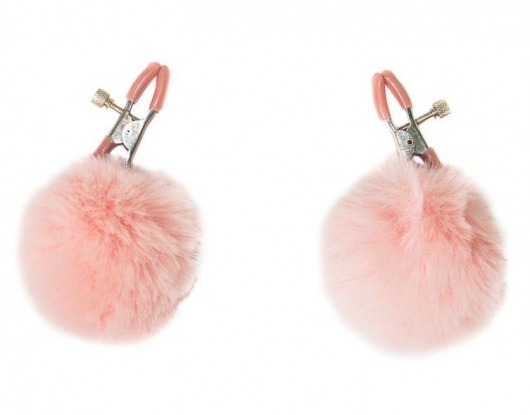 Зажимы на соски Angelic с розовыми меховыми шариками - Lola Games - купить с доставкой в Благовещенске
