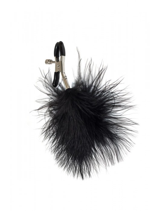 Зажимы на соски с черным пухом Euphoric - Lola Games - купить с доставкой в Благовещенске