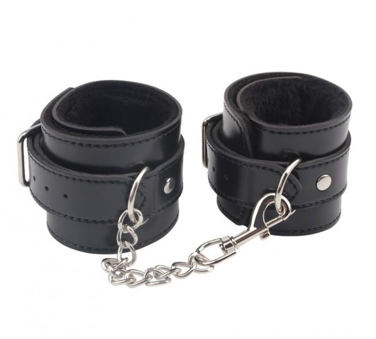 Черные оковы на ноги Obey Me Leather Ankle Cuffs - Chisa - купить с доставкой в Благовещенске