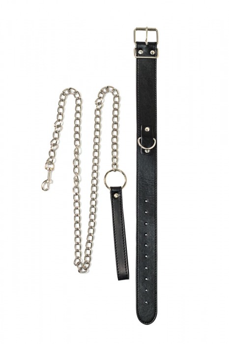 Черный ошейник с поводком Wild - Lola Games - купить с доставкой в Благовещенске