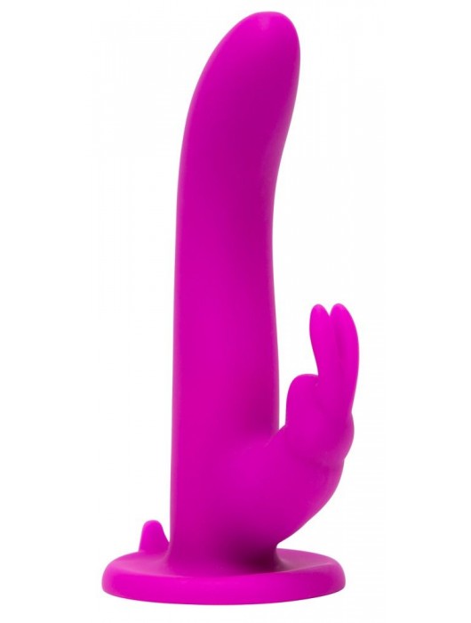 Лиловый страпон Rechargeable Vibrating Strap-On Harness Set - 17,6 см. - Happy Rabbit - купить с доставкой в Благовещенске