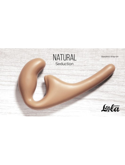 Бежевый безремневой страпон Seduction - 20,5 см. - Lola Games - купить с доставкой в Благовещенске