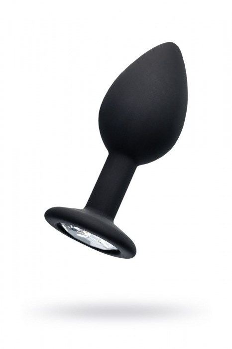 Черная анальная втулка с прозрачным стразом - 7,2 см. - POPO Pleasure - купить с доставкой в Благовещенске