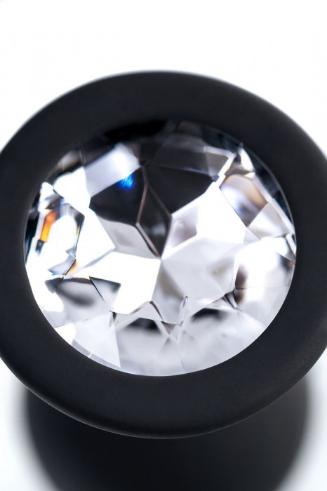 Черная анальная втулка с прозрачным стразом - 7,2 см. - POPO Pleasure - купить с доставкой в Благовещенске