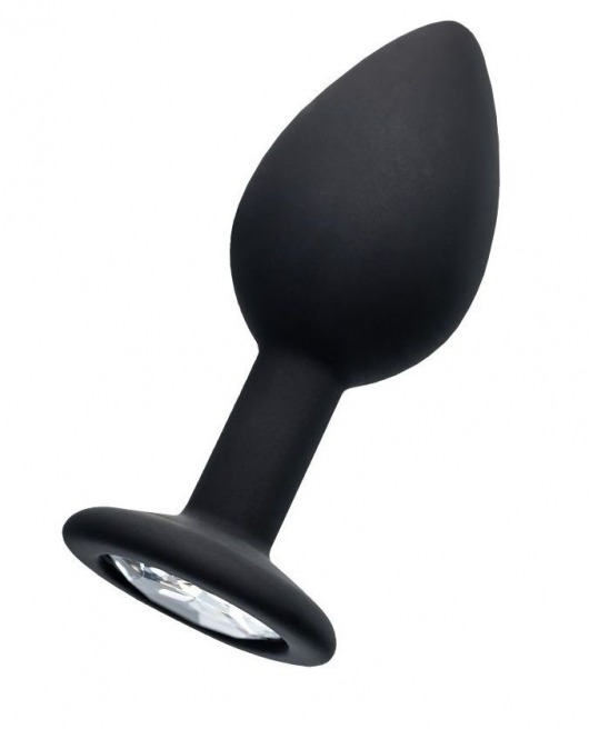 Черная анальная втулка с прозрачным стразом - 7,2 см. - POPO Pleasure - купить с доставкой в Благовещенске