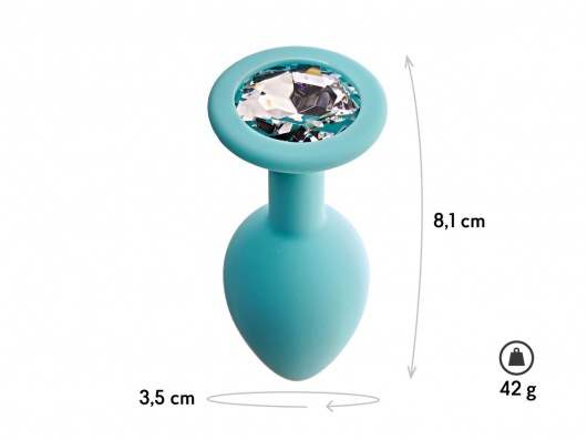 Аквамариновая анальная пробка с прозрачным кристаллом Gamma M - 8,1 см. - Le Frivole - купить с доставкой в Благовещенске